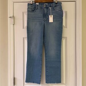 Good American High Rise Blue Straight Leg Jeans